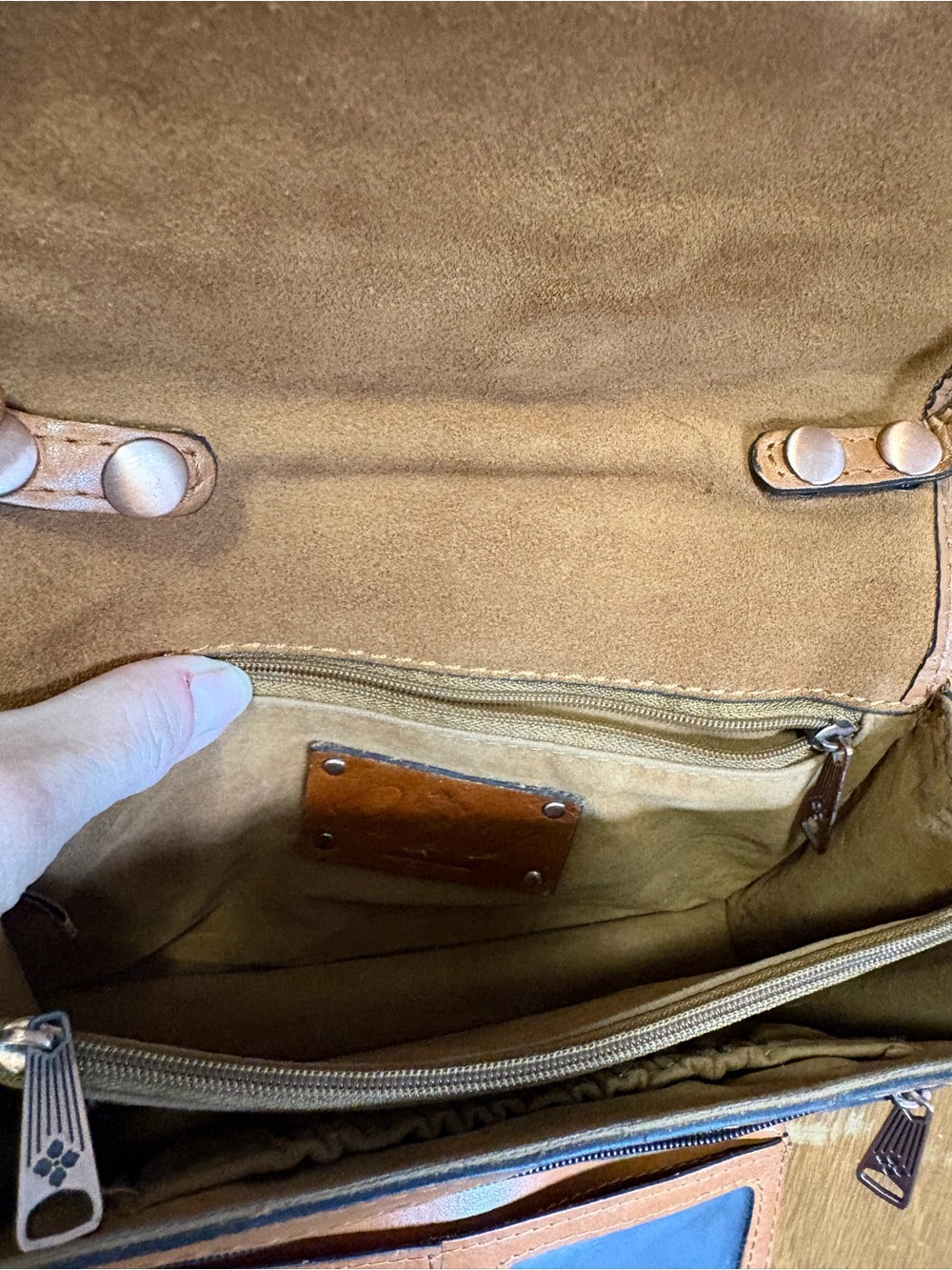 Patricia Nash Floral-Accent Crossbody Bag in Blue and Tan - Picture 5 of 5